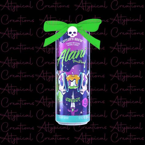 Alani Nu Witches Brew Energy Drink With Skull Bow Halloween PNG - Etsy
