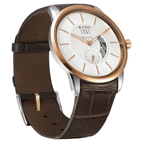 Buy Online Titan Edge Mechanical Brown Dial Mechanical Leather Strap ...