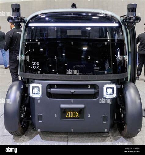 An all-electric, fully autonomous ride-hail vehicle on display by Zoox at the Las Vegas ...