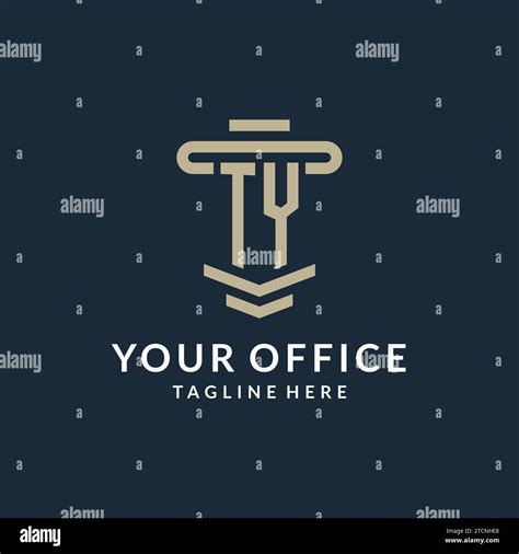 TY initial logo monogram with simple luxury pillar line vector design ...