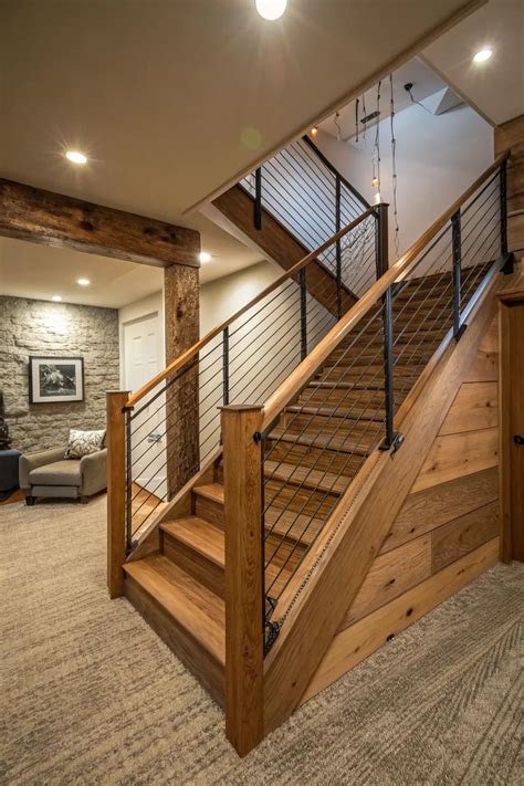 16+ Stylish Open Basement Stair Railing Ideas