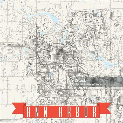 Ann Arbor Michigan Usa Vector Map Stock Illustration - Download Image ...