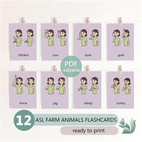 Farm Animals Sign Language Flashcards American Sign Language - Etsy ...