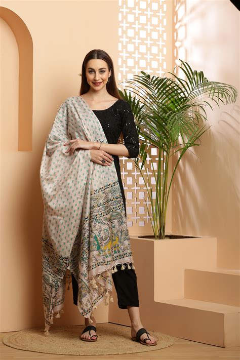 Dupatta-Bhagalpuri Katan - Madhubani Blue – Bunkraft