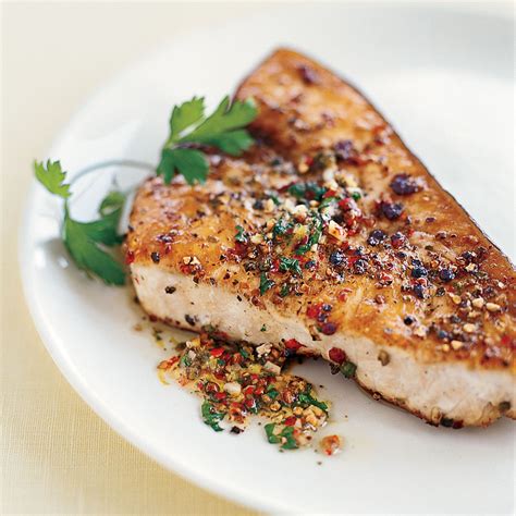 Pan-Roasted Swordfish Steaks With Mixed-Peppercorn Butter Recipe ...