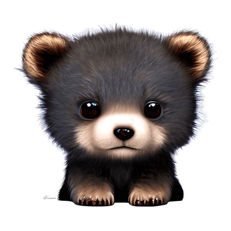 Happy Cute Adorable Baby Bear Cub with Realistic Eyes Fuzzy · Creative ...