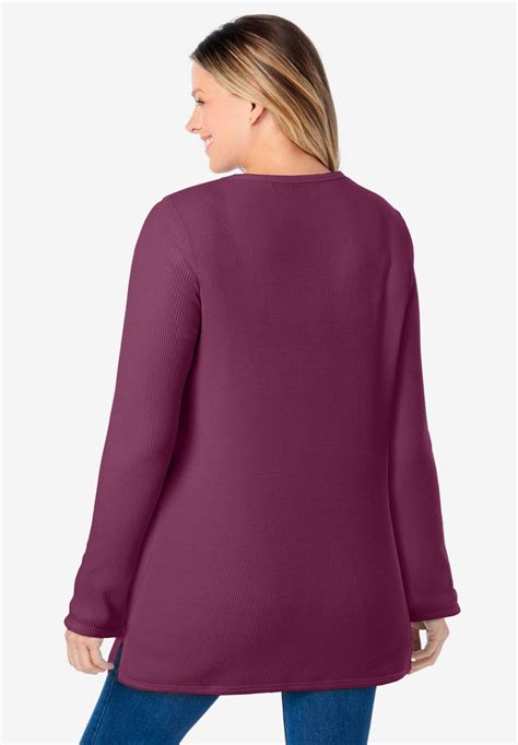 Woman Within Plus Size Ultra Soft Waffle Thermal Sweatshirt | eBay