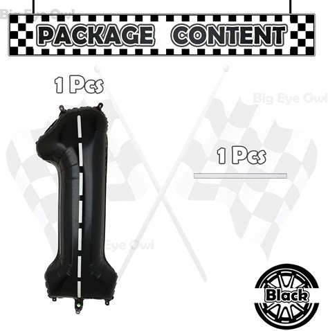 BigEyeOwl Race Car Black Number 1 Foil Balloons Large 40 Inch India | Ubuy