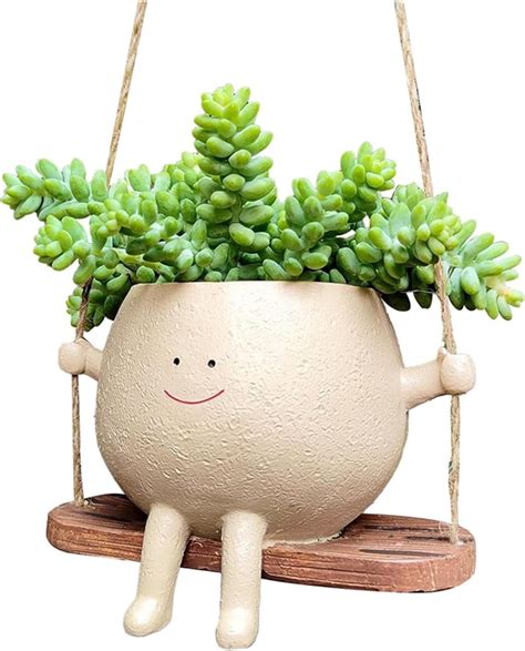 Amoyeric Swing Face Planter Pot Hanging Head Planter for Indoor Outdoor ...