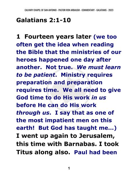 Calvary Chapel of San Antonio - Galatians 2_1-10 - Page 1 - Created ...