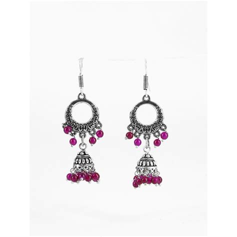 Buy GRIIHAM Maroon Contemporary Drop Earrings Online