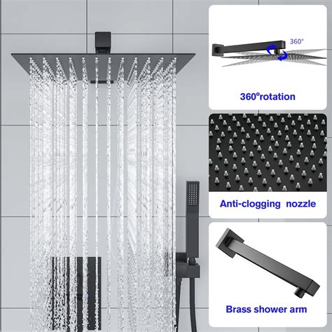 Buy Lordear Black Waterfall Tub Spout Shower system with 12 Inch Rain ...