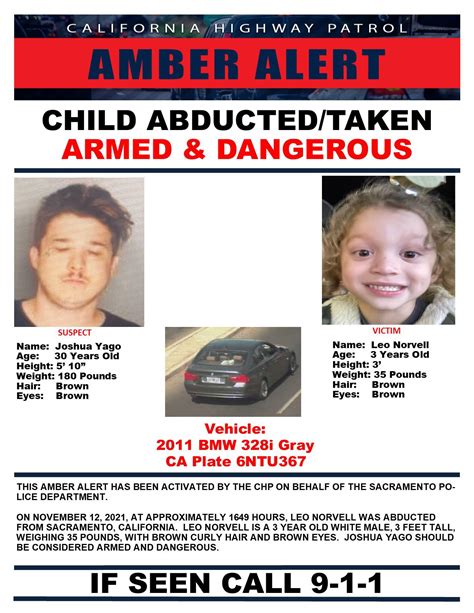 Amber Alert: 3-year-old boy abducted in Sacramento, alert issued in Alameda, Contra Costa counties