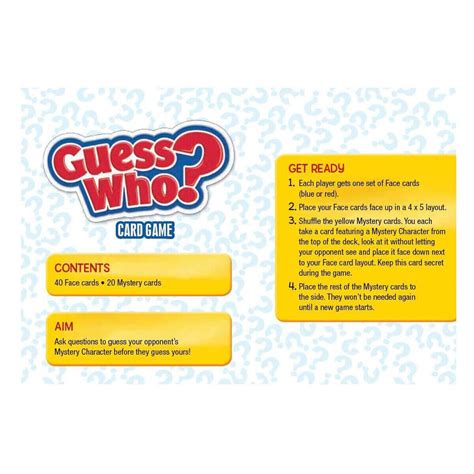 New Guess Who Card Game By Hasbro 2 Player Age 5+ Classic ,Hasbro, | eBay