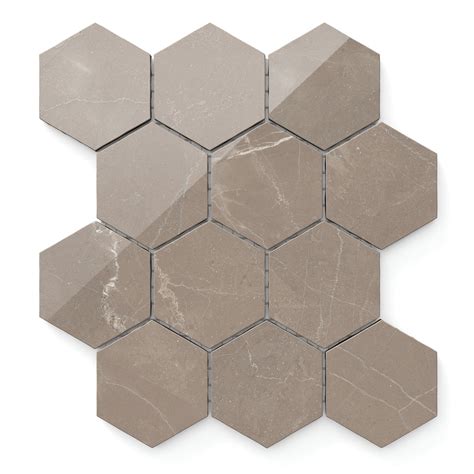 Leona 3x3 Polished Porcelain Hexagon Mosaic Tile in Amani Bronze