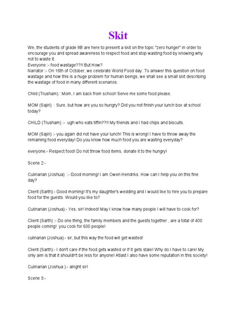 Image result for Example of Skit Script