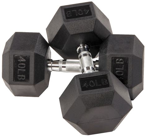 BalanceFrom 40 lbs Pair Rubber Hex Dumbbells with Non-Slip Grip, Black ...