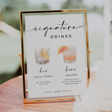 Signature Drink Sign, Signature Drinks Sign Template, Signature ...