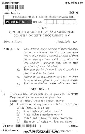 PPS UNIT 2 - PPS (1st Semester) C++ - Studocu