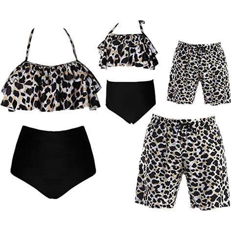 Hirigin Family Matching Swimsuits Mommy Daddy and Me Leopard Print ...