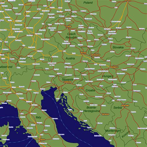 Austria Rail Travel Map - European Rail Guide