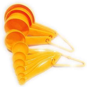 AN Sunshine 10 Piece Plastic Measuring Cup and Spoons-Yellow Measuring ...