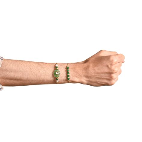 Green Flora Rakhi Set Of 4 With Box And Card Online - Premium Gift ...