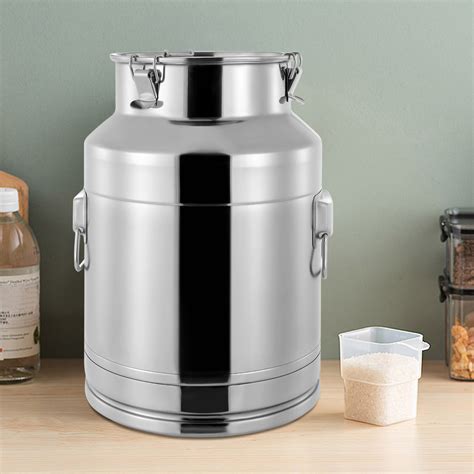 Stainless Steel Milk Can Wine Pail Boiler Tote Jug Lid 9.25 Gallon W ...