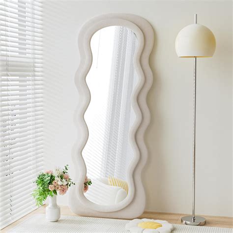 Amazon.com: Dewfig Full Length Mirror, 63" x 24"Irregular Wavy Mirror ...