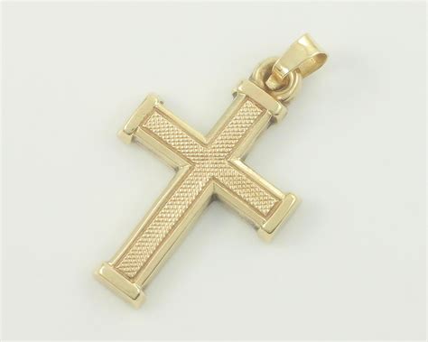 10KGold Textured Cross Necklace Pendant, 10K Gold Cross Charm, 10k ...