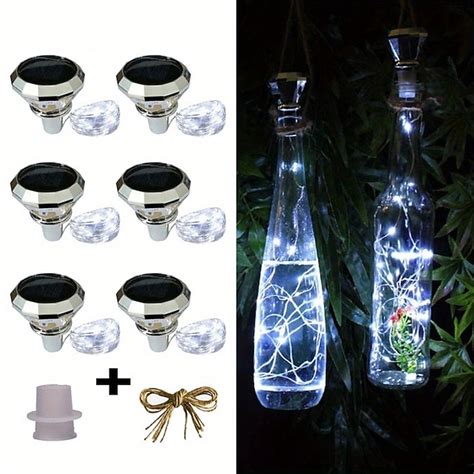 Solar Wine Bottle Cork Light Diamond 20 LED Copper Wire Outdoor ...