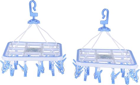 River Plast Plastic Cloth Drying Stand Hanger with 24 Clips/pegs, Baby ...
