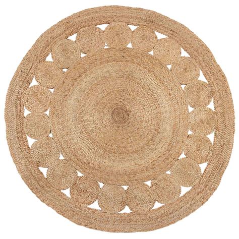 Handmakers Pure Golden Beige Jute Braided Indoor Rug - 90 CM