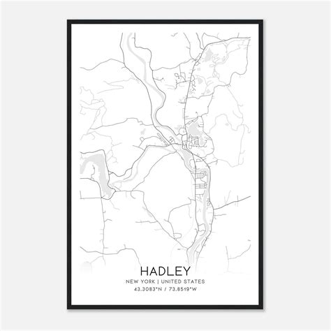 Hadley New York Map Poster, Modern Home Decor Wall Art Print - Custom ...