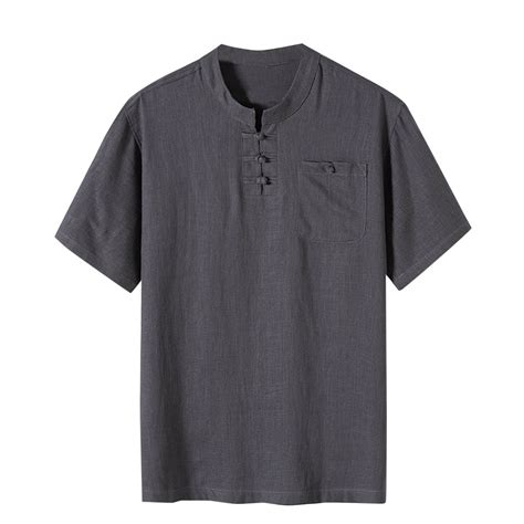 AHTJRT Men's Vintage Casual Short Sleeve Henley Shirt Lightweight ...