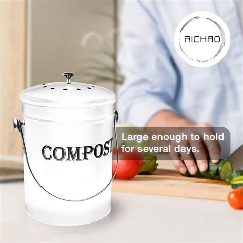 Buy Compost Bin Kitchen 1.3 Gallon Smell Free Charcoal Filter ...
