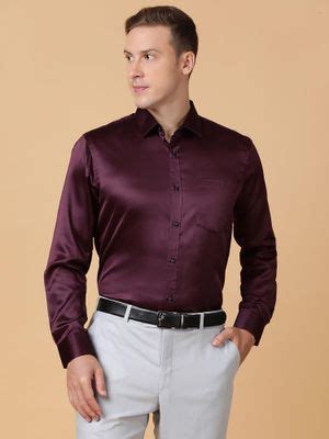 Buy TABARD Pure Cotton Full Sleeve Collared Formal Shirt for Men Maroon ...