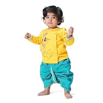 Buy Tiber Taber Baby Boy Krishna Dhoti Kurta Set-Yellow | Kids Ethnic ...