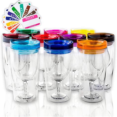 Insulated Wine Tumbler With Lid (SET OF 10) +BONUS Name Decals ...