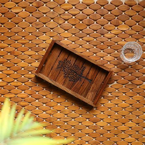 ExclusiveLane Sheesham Wooden Serving Tray for Serving Snacks Tea ...