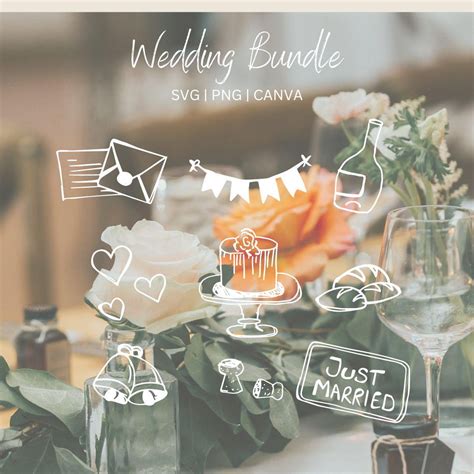 Hand Drawn Wedding Illustration Bundle - Hand-drawn Sketch Style PNG ...