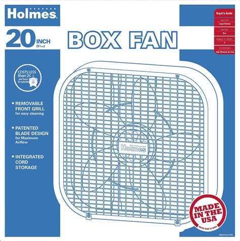Holmes Weather Shield 20 Inch Metal Box Fan, White - A High Efficient ...