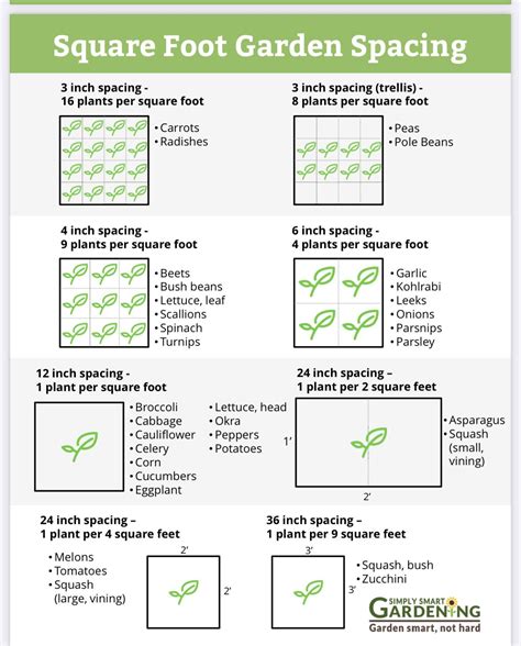 Square Foot Garden Spacing Chart PDF