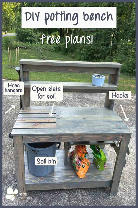 DIY Outdoor Potting Bench with Free Plans