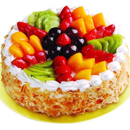 欢声乐语:2磅(8寸)水果蛋糕：心形水果蛋糕，各色水果饱满装饰_蛋糕-中国鲜花礼品网
