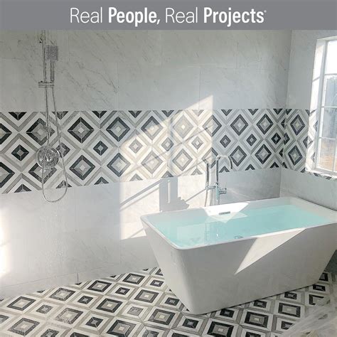 Prismatic II Carrara Blend Marble Mosaic Tile | Floor and Decor