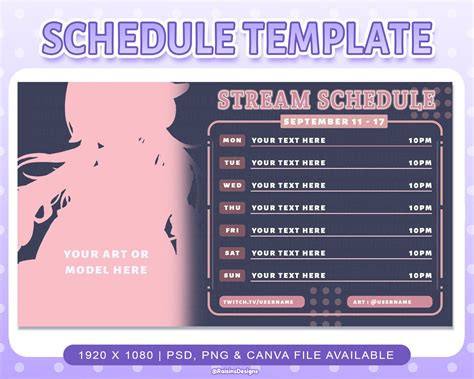 Twitch Stream Schedule Template - Printable Templates