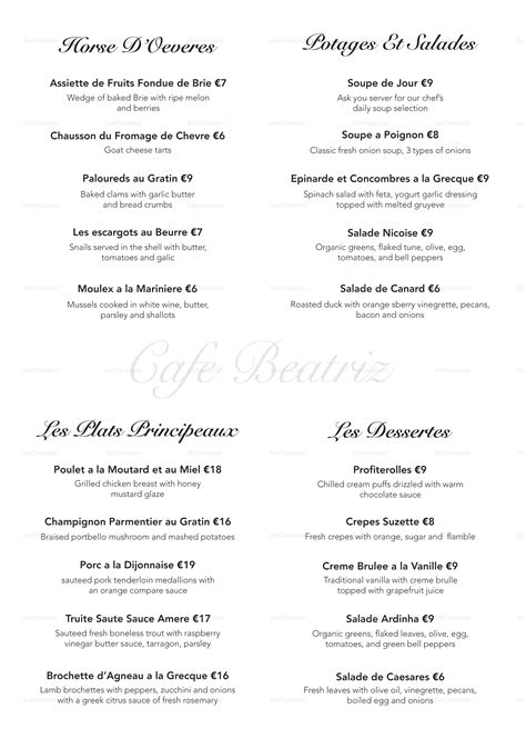 Modern French Menu Design Template in PSD, Word, Publisher, Illustrator ...