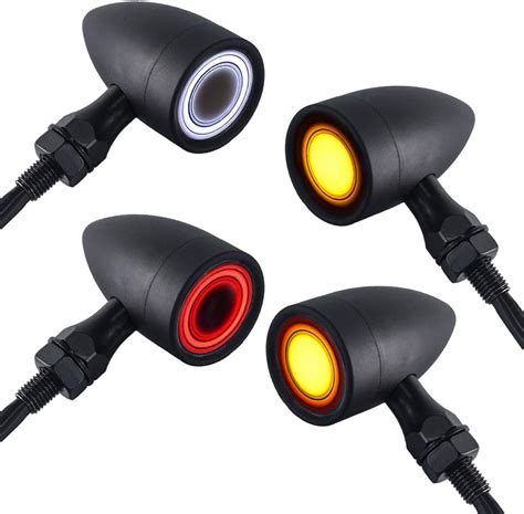 Amazon.com: Motorcycle Bullet Turn Signals LED Front Rear Lights 4 PCS ...