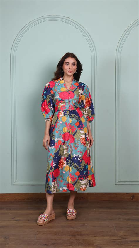 Blue Beach Floral Dress – Allure Armoire